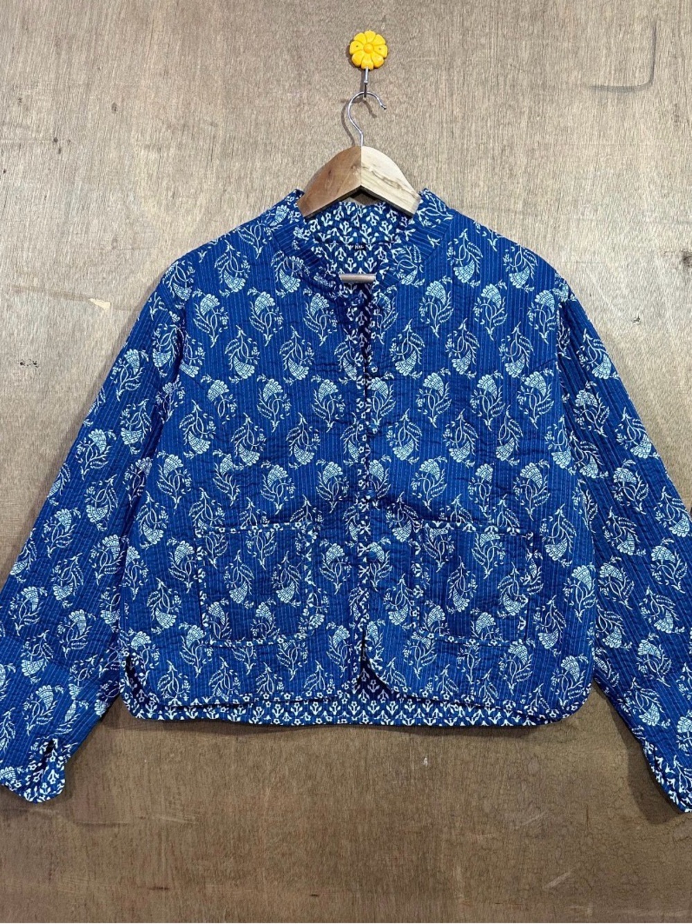 Hand Block Printed Quilted Cotton Reversible Jacket XL